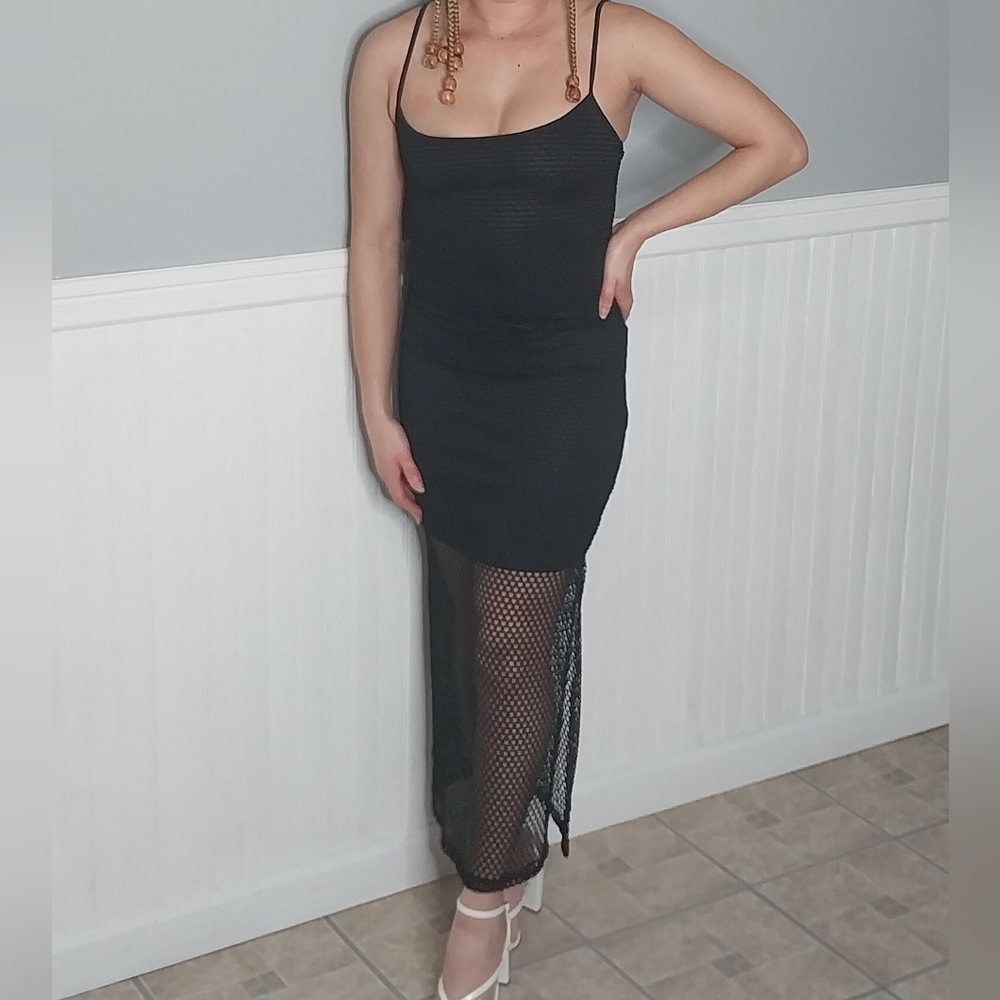 Black Mesh Maxi Dress